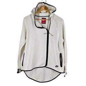 NIKE TECH CAPE HOODIE JACKET WOMAN'S SIZE LARGE, WHITE, OVERSIZED WINDRUNNER